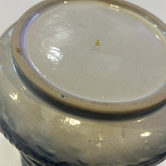 Vintage Blue White Pitcher w 3D Cow Ironstone Stoneware Pottery - Picture 9 of 14